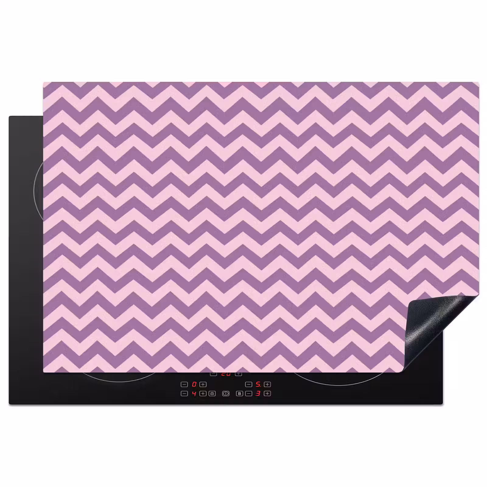 Inductiebeschermer - Paars - Roze - Geometrisch - Chevron - Zigzag - Patroon — 1
