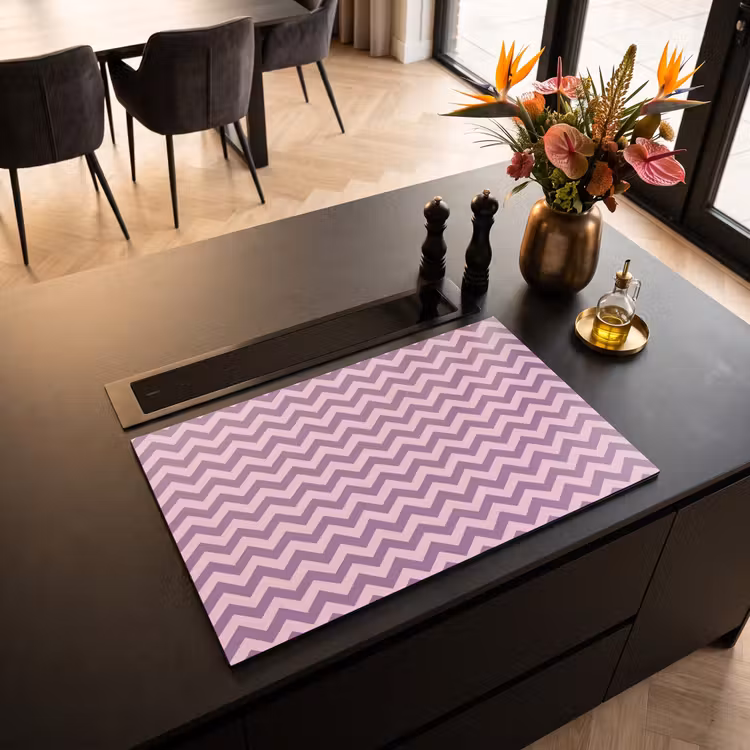 Inductiebeschermer - Paars - Roze - Geometrisch - Chevron - Zigzag - Patroon — 2
