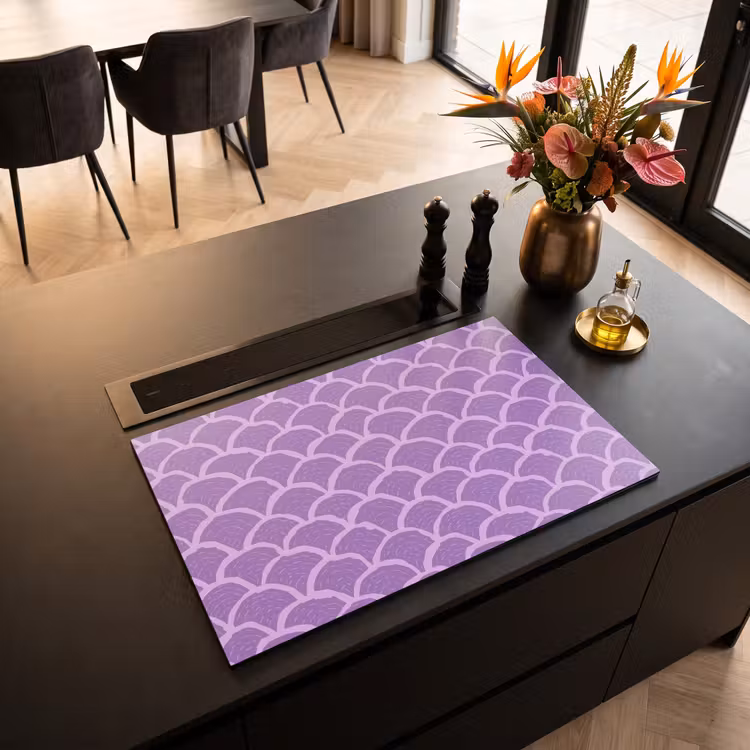 Inductiebeschermer - Paars - Schubber - Schelpen - Handgetekend - Patroon — 2
