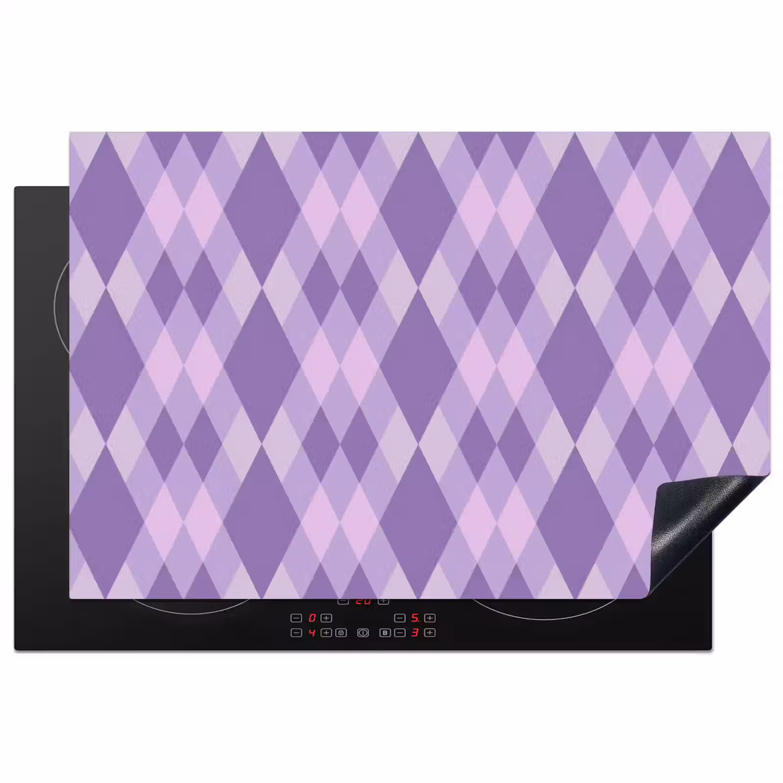 Inductiebeschermer - Paars - Geometrisch - Ruiten - Argyle - Patroon — 1