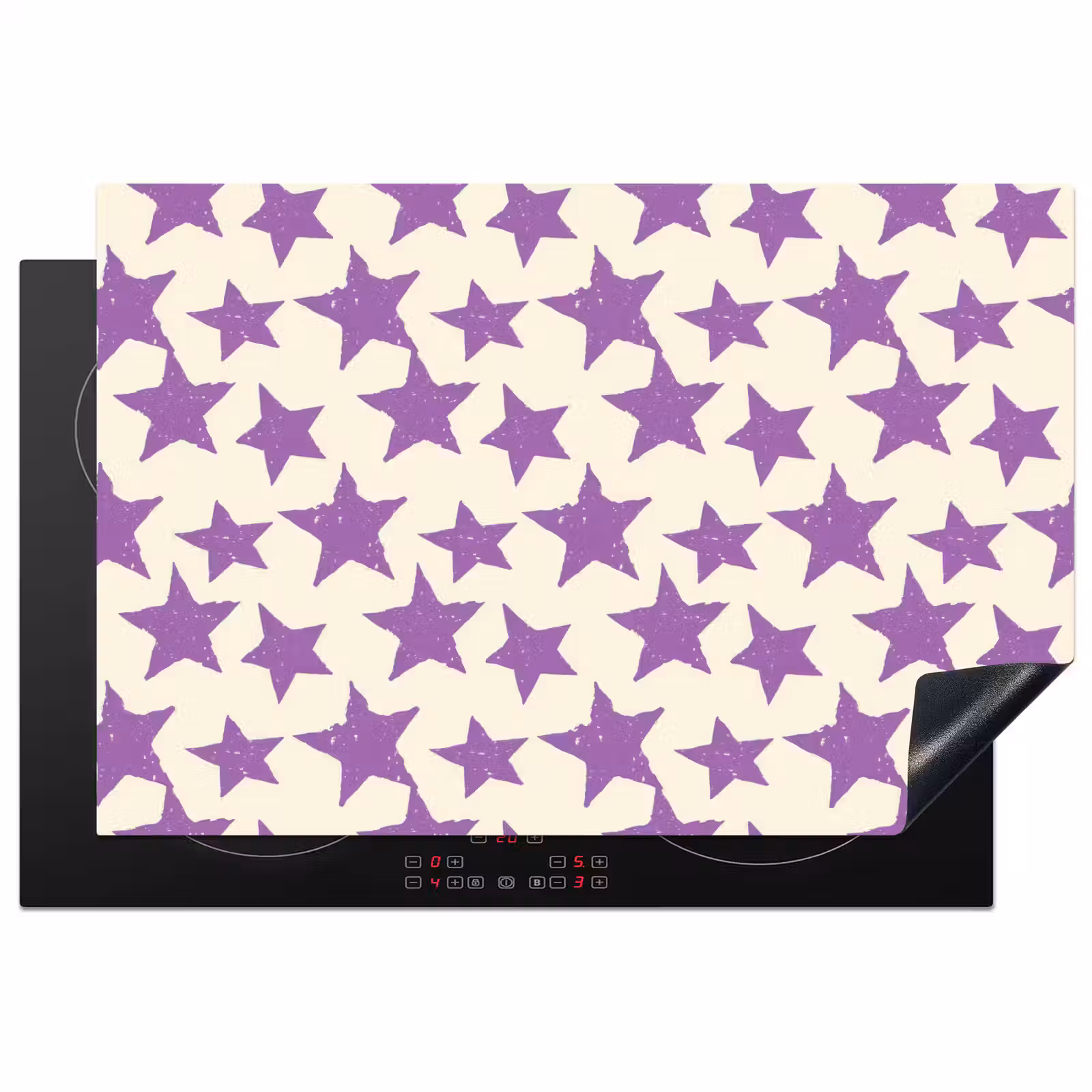 Inductiebeschermer - Paars - Geometrisch - Sterren - Stempel - Patroon — 1