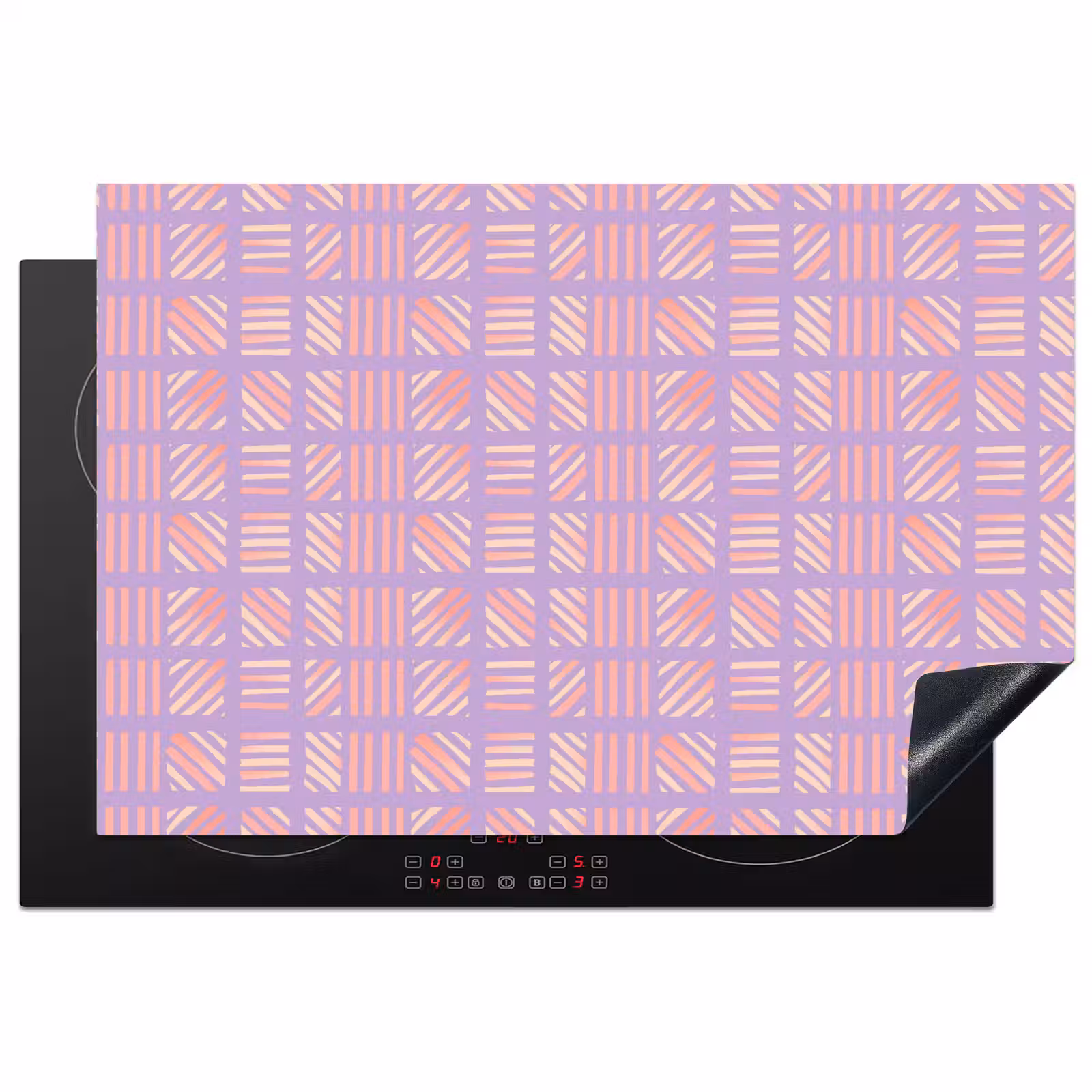 Inductiebeschermer - Paars - Roze - Geometrisch - Strepen - Blokken - Patroon — 1