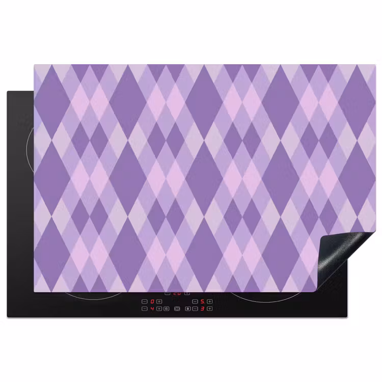 Inductiebeschermer - Paars - Geometrisch - Ruiten - Argyle - Patroon — 1