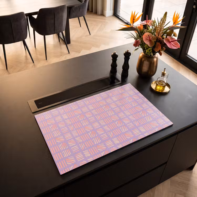 Inductiebeschermer - Paars - Roze - Geometrisch - Strepen - Blokken - Patroon — 2