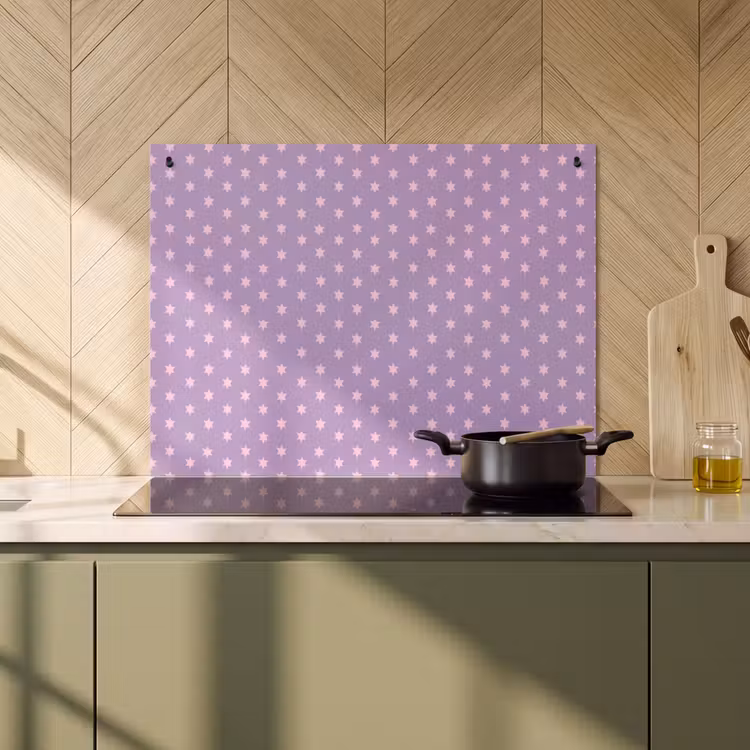 Inductiebeschermer & spatscherm (2in1) - Paars - Roze - Sterren - Geometrisch - Patroon — 2