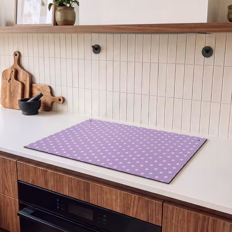Inductiebeschermer & spatscherm (2in1) - Paars - Roze - Sterren - Geometrisch - Patroon — 3