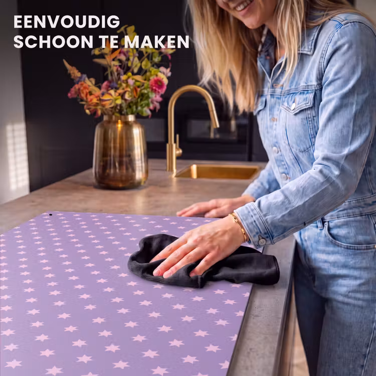 Inductiebeschermer & spatscherm (2in1) - Paars - Roze - Sterren - Geometrisch - Patroon — 5
