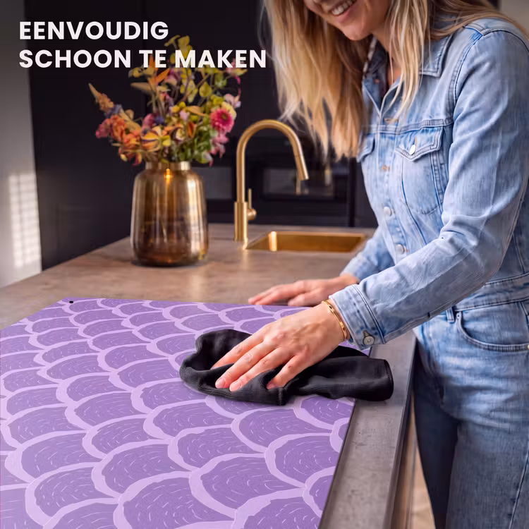Inductiebeschermer & spatscherm (2in1) - Paars - Schubber - Schelpen - Handgetekend - Patroon — 5
