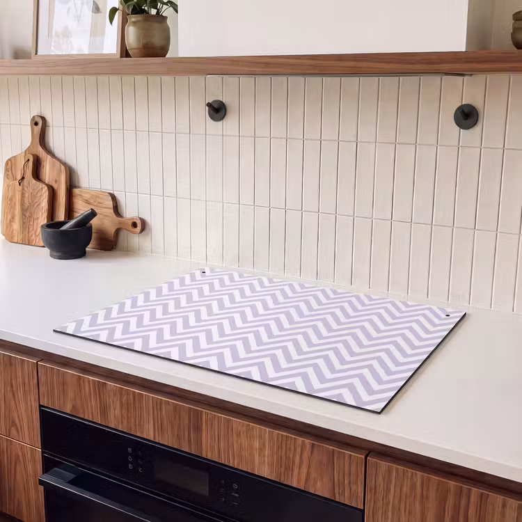 Inductiebeschermer & spatscherm (2in1) - Lila - Geometrisch - Chevron - Zigzag - Patroon — 3