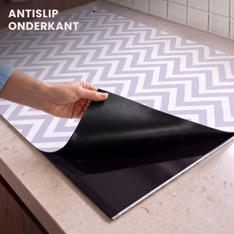 Inductiebeschermer & spatscherm (2in1) - Lila - Geometrisch - Chevron - Zigzag - Patroon — 4