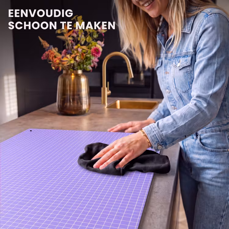 Inductiebeschermer & spatscherm (2in1) - Paars - Geometrisch - Raster - Minimalistisch - Patroon — 5