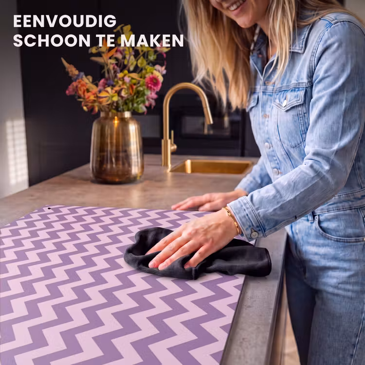 Inductiebeschermer & spatscherm (2in1) - Paars - Roze - Geometrisch - Chevron - Zigzag - Patroon — 5