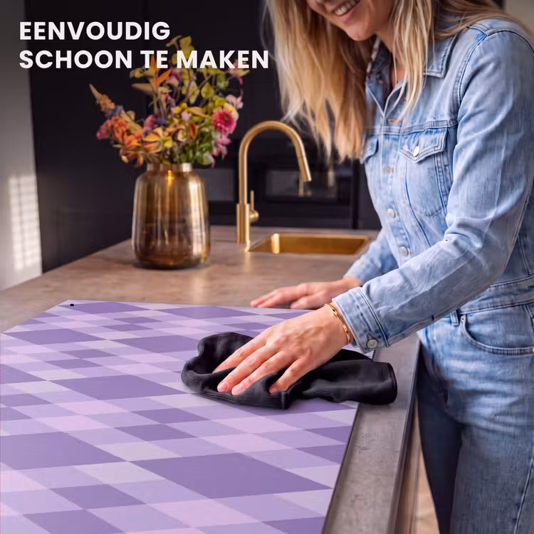 Inductiebeschermer & spatscherm (2in1) - Paars - Geometrisch - Ruiten - Argyle - Patroon — 5