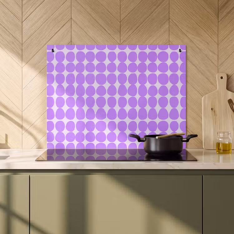 Inductiebeschermer & spatscherm (2in1) - Paars - Geometrisch - Stippen - Polka Dot - Patroon — 2