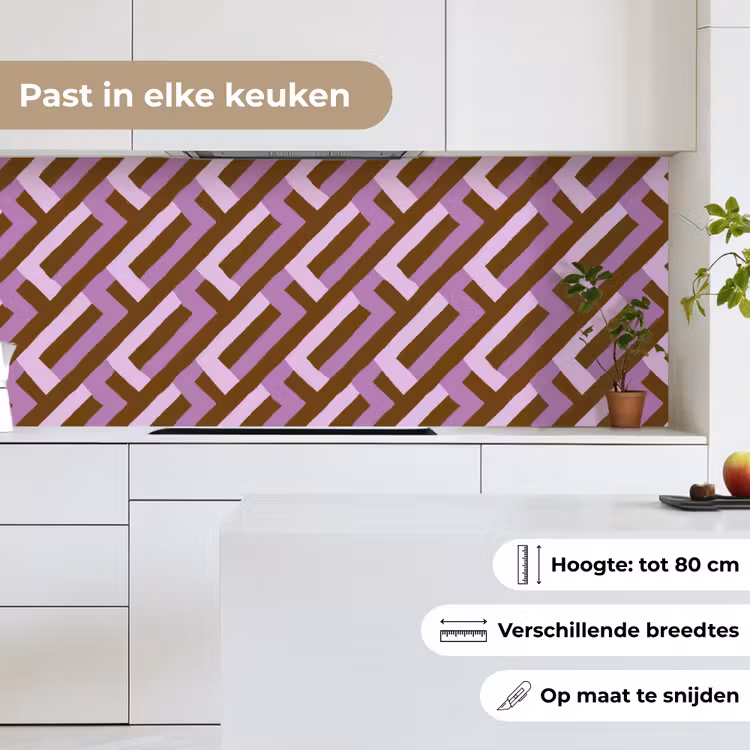 Keuken achterwand - Bruin - Roze - Geometrisch - Meander - Patroon — 7