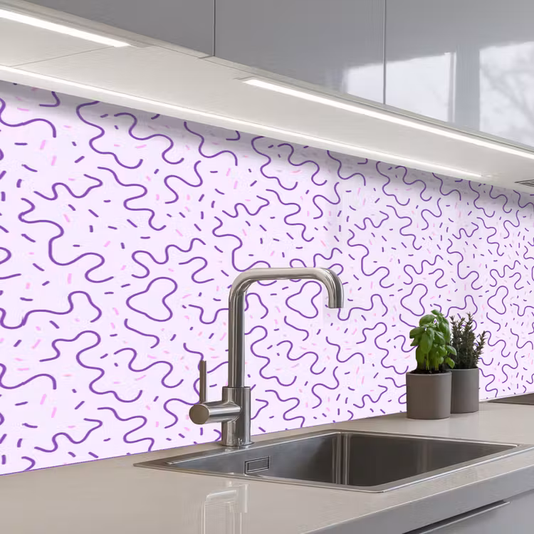 Keuken achterwand - Paars - Abstract - Memphis - Retro - Spikkels - Patroon — 2