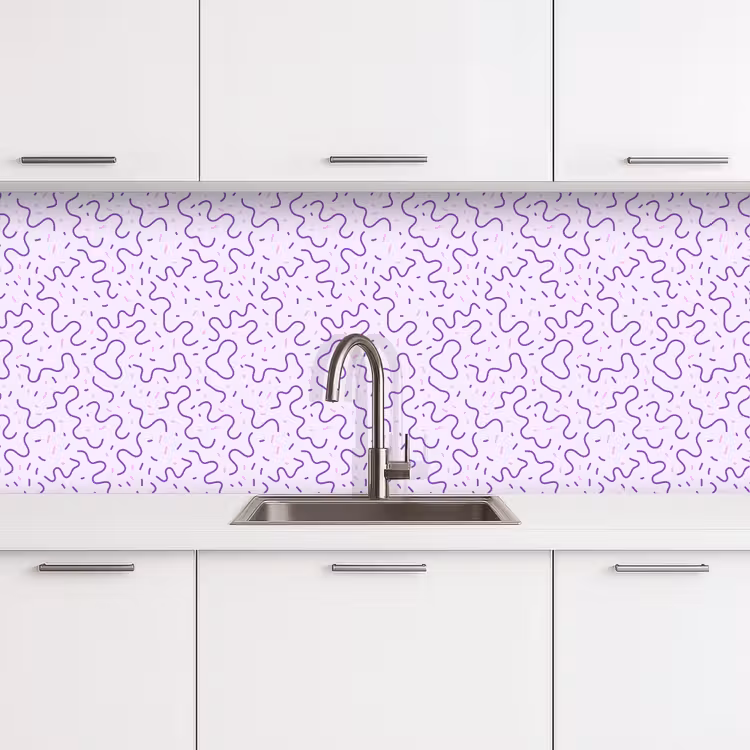 Keuken achterwand - Paars - Abstract - Memphis - Retro - Spikkels - Patroon — 4