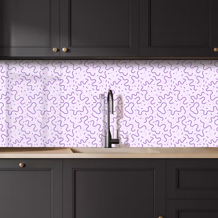 Keuken achterwand - Paars - Abstract - Memphis - Retro - Spikkels - Patroon — 6