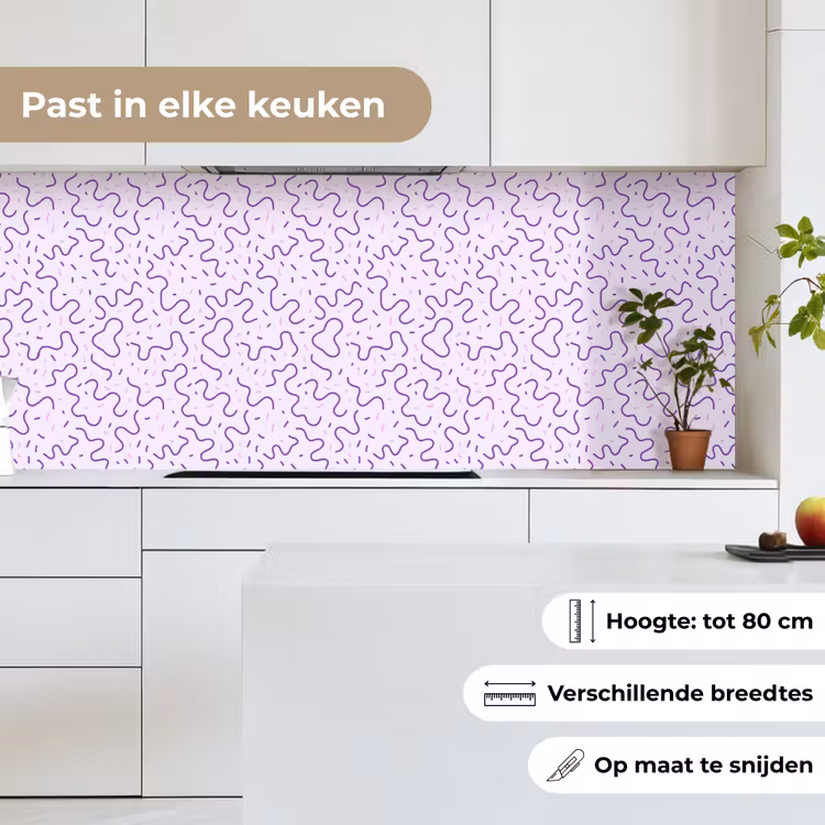Keuken achterwand - Paars - Abstract - Memphis - Retro - Spikkels - Patroon — 7