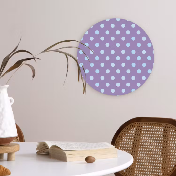 Muurcirkel - Paars - Blauw - Geometrisch - Stippen - Polka Dot - Patroon — 4