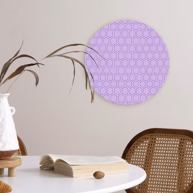 Muurcirkel - Paars - Geometrisch - Honeycomb - Bijenraat - Patroon — 4