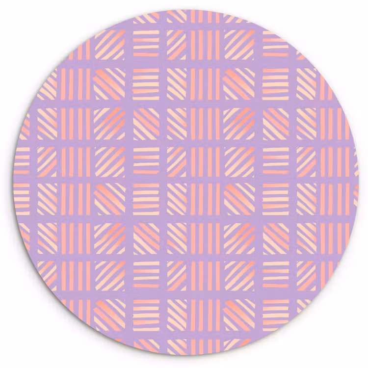 Muurcirkel - Paars - Roze - Geometrisch - Strepen - Blokken - Patroon — 1