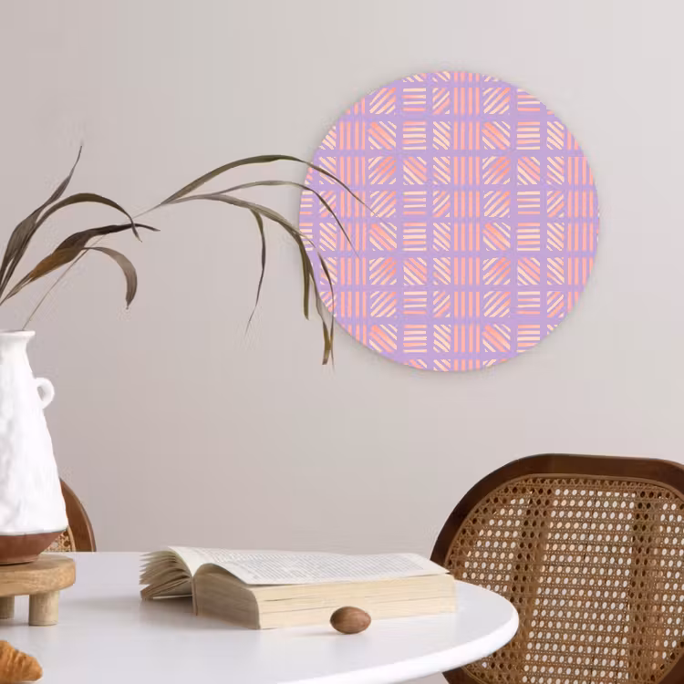 Muurcirkel - Paars - Roze - Geometrisch - Strepen - Blokken - Patroon — 4