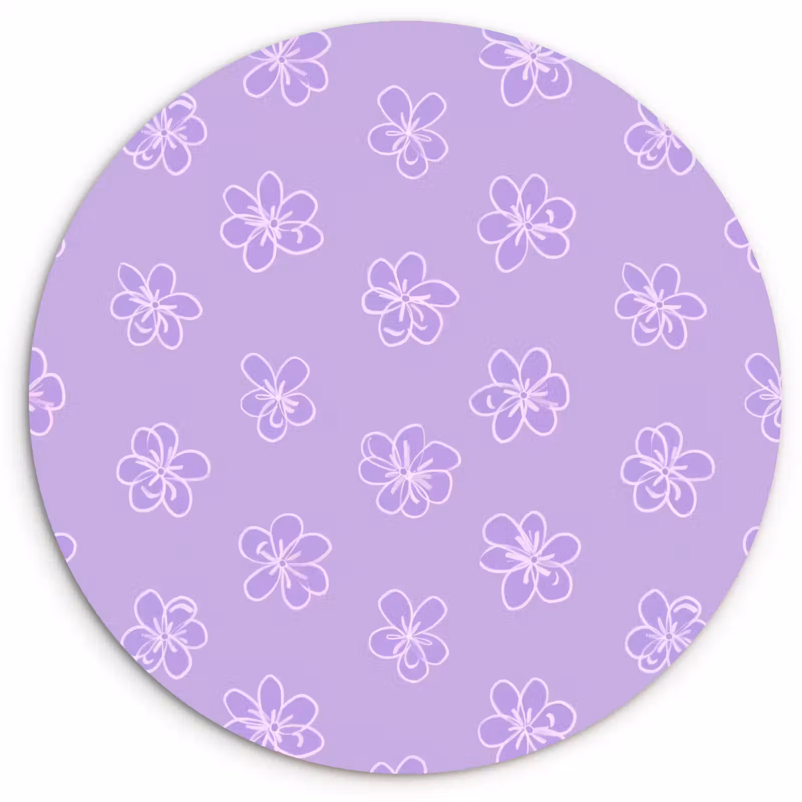 Muurcirkel - Lila - Botanisch - Bloemen - Handgetekend - Patroon — 1
