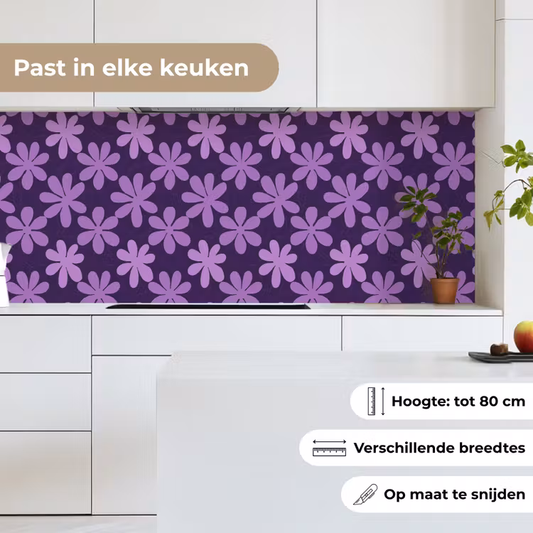 Keuken achterwand - Paars - Botanisch - Bloemen - Retro - Patroon — 7