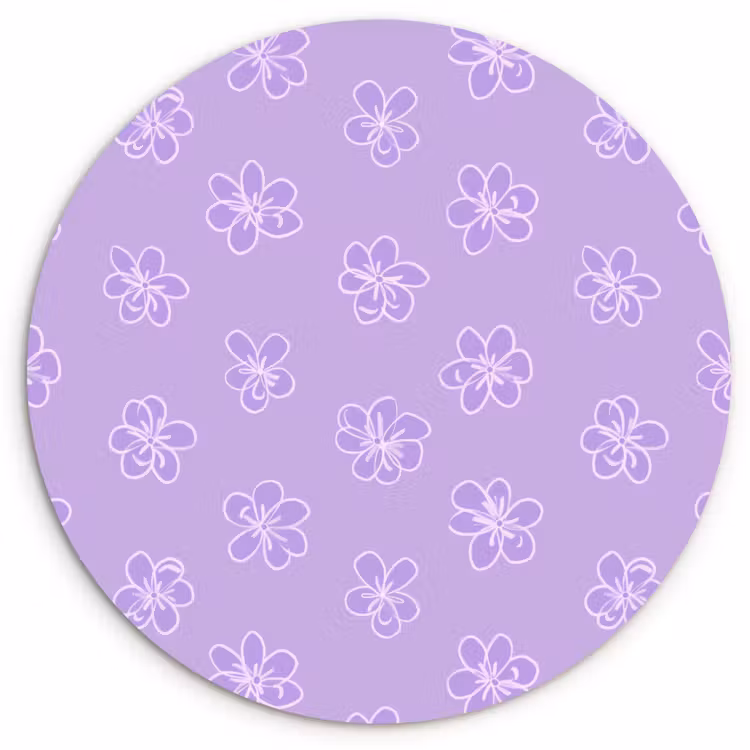 Muurcirkel - Lila - Botanisch - Bloemen - Handgetekend - Patroon — 1