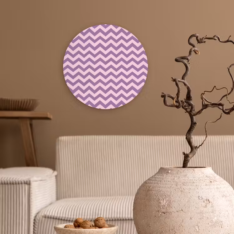 Muurcirkel - Paars - Roze - Geometrisch - Chevron - Zigzag - Patroon — 2