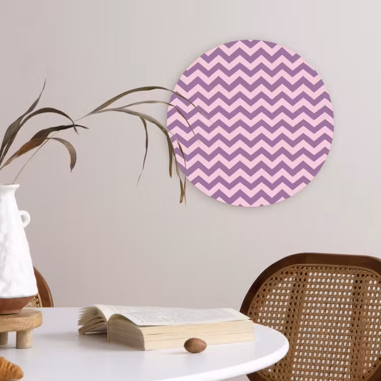 Muurcirkel - Paars - Roze - Geometrisch - Chevron - Zigzag - Patroon — 4