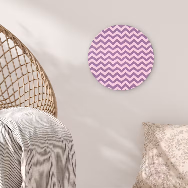 Muurcirkel - Paars - Roze - Geometrisch - Chevron - Zigzag - Patroon — 5