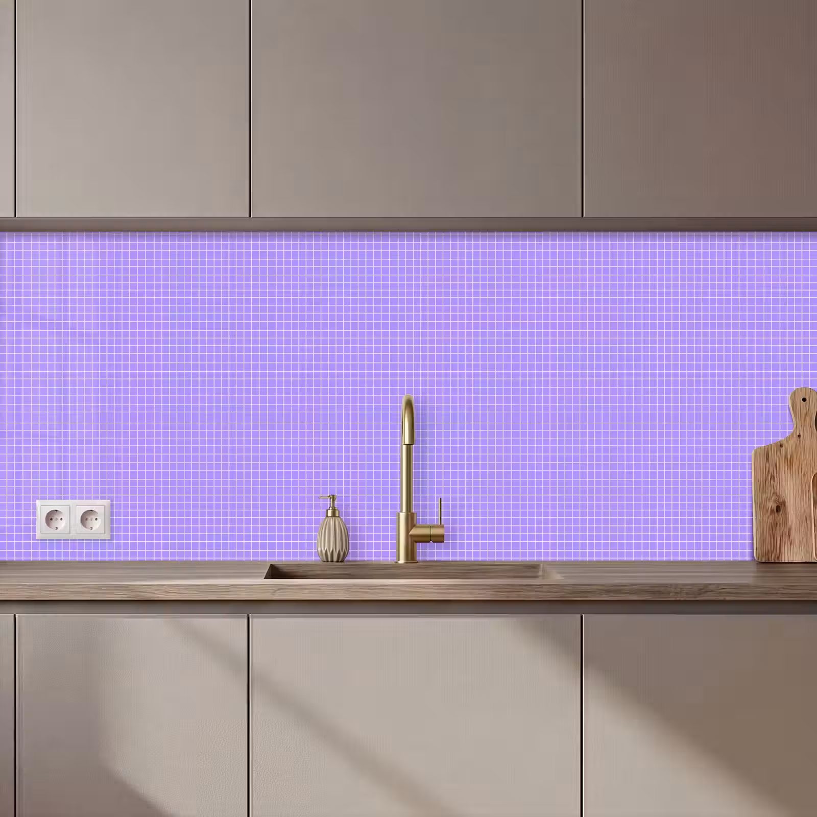 Keuken achterwand - Paars - Geometrisch - Raster - Minimalistisch - Patroon — 1