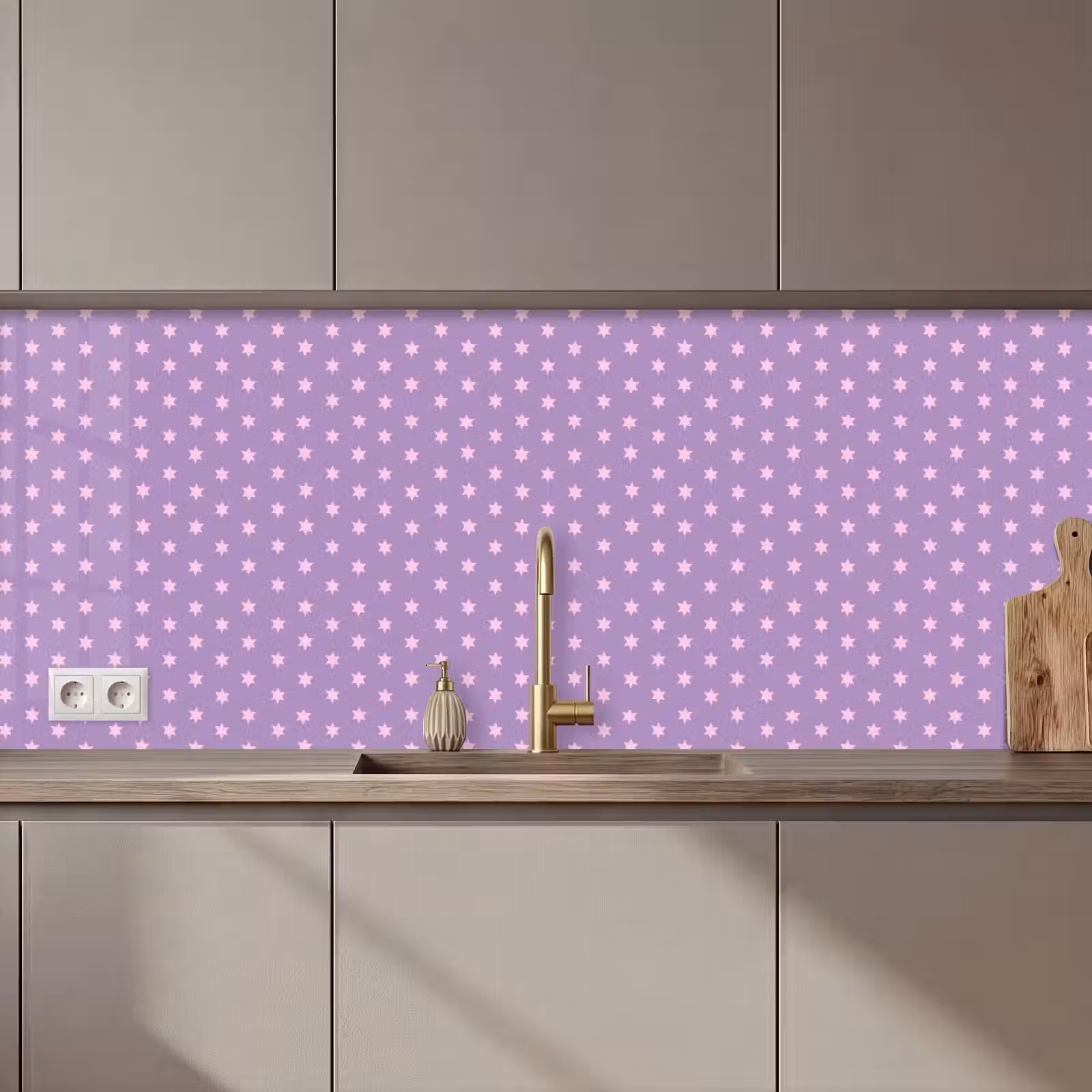 Keuken achterwand - Paars - Roze - Sterren - Geometrisch - Patroon — 1
