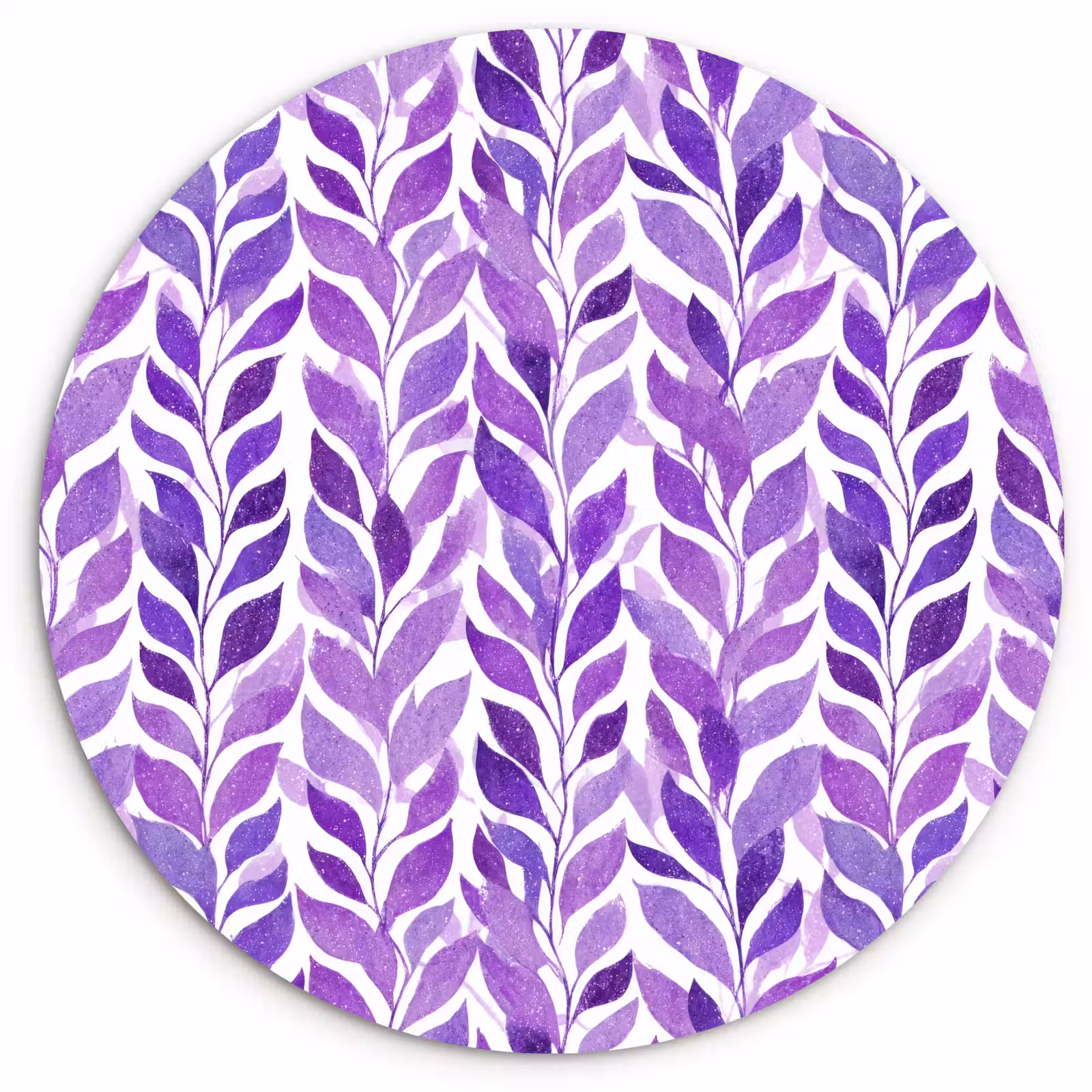Muurcirkel - Paars - Botanisch - Bladeren - Aquarel - Takken - Patroon — 1