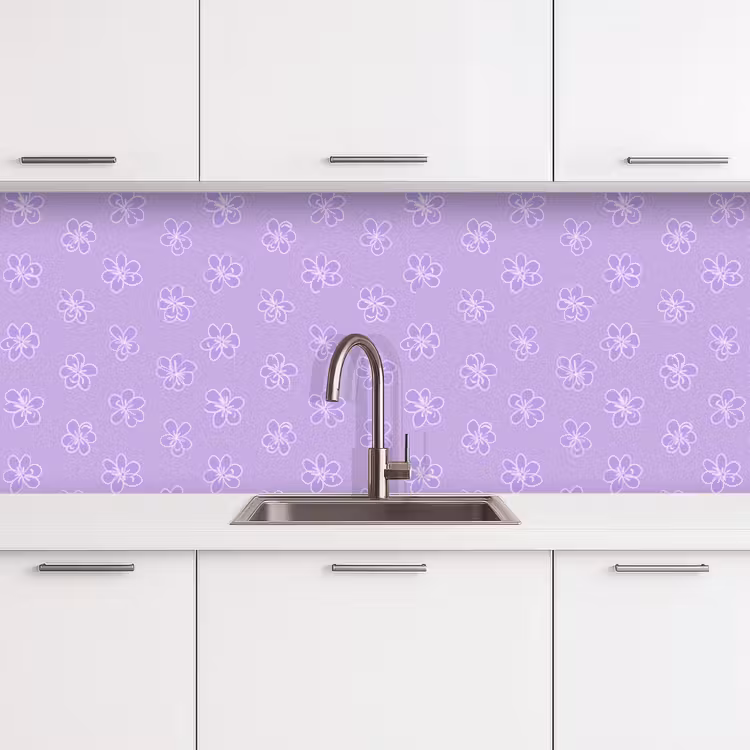 Keuken achterwand - Lila - Botanisch - Bloemen - Handgetekend - Patroon — 4