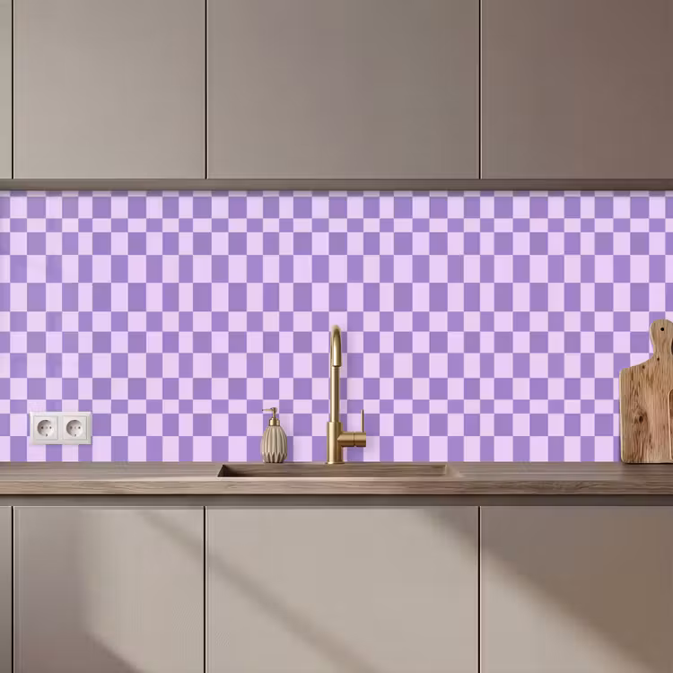 Keuken achterwand - Paars - Geometrisch - Dambord - Blokken - Patroon — 1