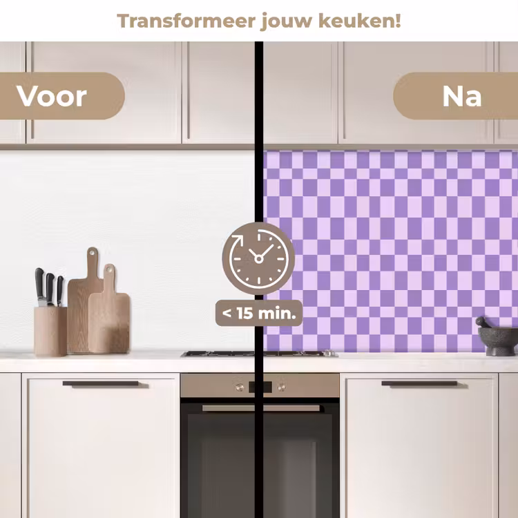 Keuken achterwand - Paars - Geometrisch - Dambord - Blokken - Patroon — 3