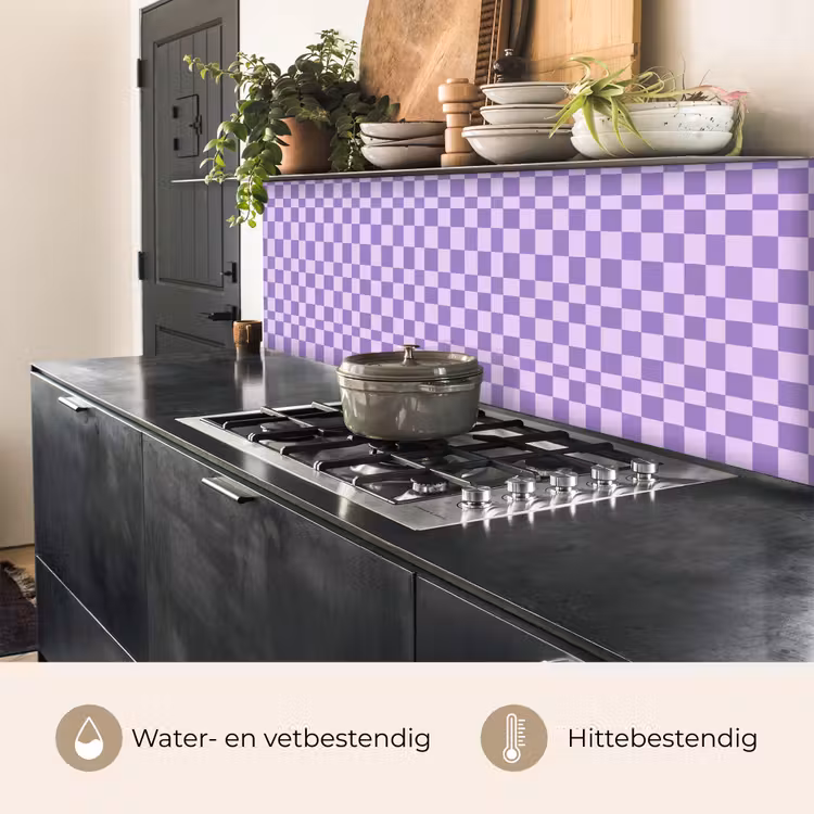 Keuken achterwand - Paars - Geometrisch - Dambord - Blokken - Patroon — 5