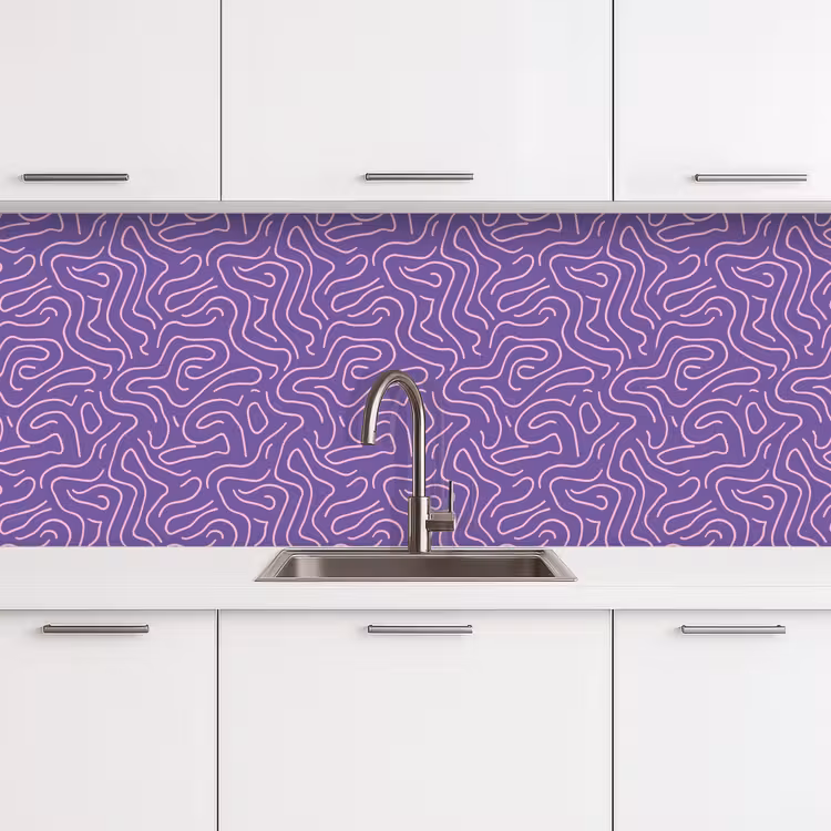 Keuken achterwand - Paars - Roze - Abstract - Lijnen - Doolhof - Patroon — 4