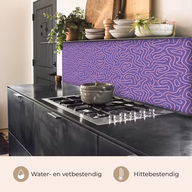 Keuken achterwand - Paars - Roze - Abstract - Lijnen - Doolhof - Patroon — 5