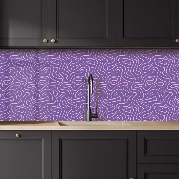 Keuken achterwand - Paars - Roze - Abstract - Lijnen - Doolhof - Patroon — 6