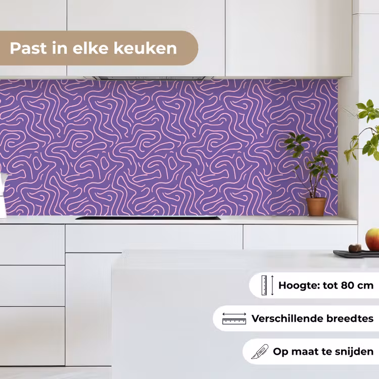 Keuken achterwand - Paars - Roze - Abstract - Lijnen - Doolhof - Patroon — 7