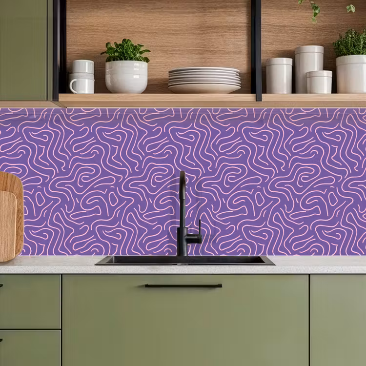 Keuken achterwand - Paars - Roze - Abstract - Lijnen - Doolhof - Patroon — 8