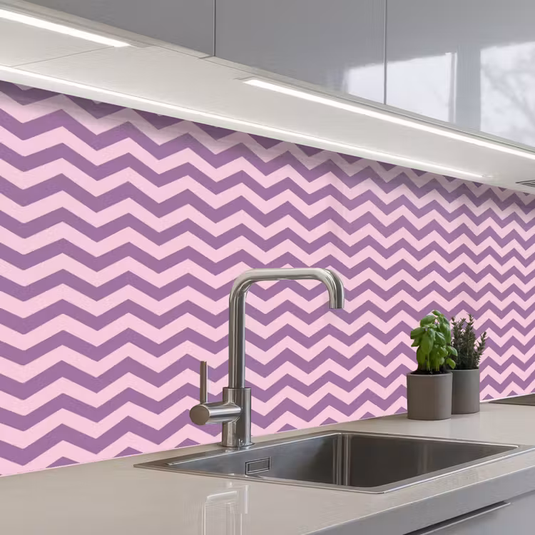 Keuken achterwand - Paars - Roze - Geometrisch - Chevron - Zigzag - Patroon — 2