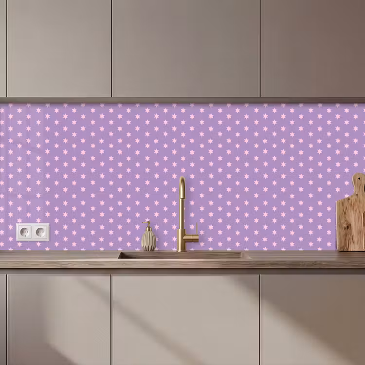 Keuken achterwand - Paars - Roze - Sterren - Geometrisch - Patroon — 1