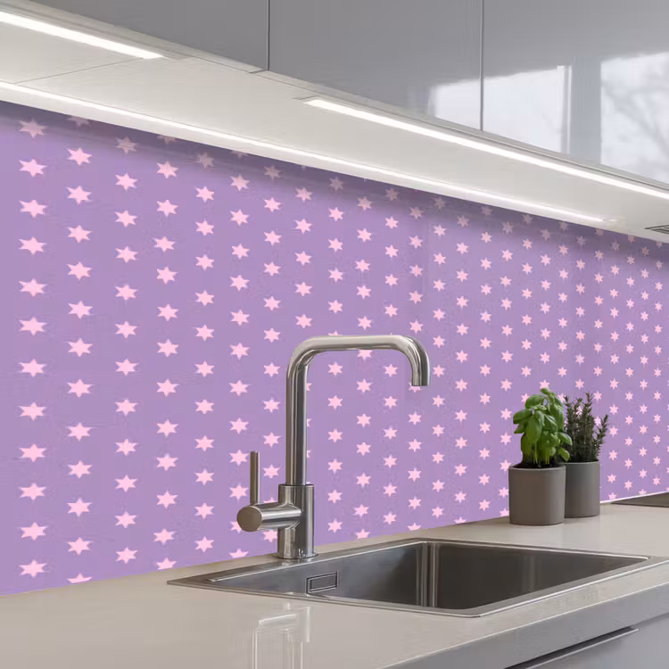 Keuken achterwand - Paars - Roze - Sterren - Geometrisch - Patroon — 2