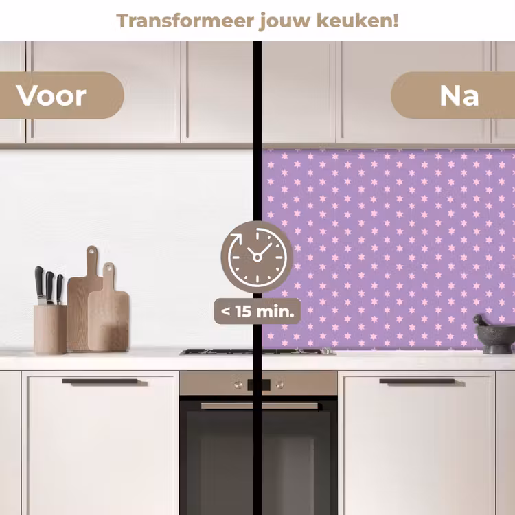 Keuken achterwand - Paars - Roze - Sterren - Geometrisch - Patroon — 3