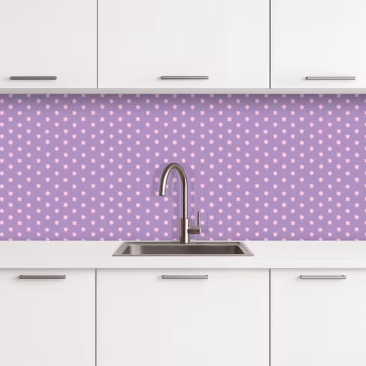 Keuken achterwand - Paars - Roze - Sterren - Geometrisch - Patroon — 4